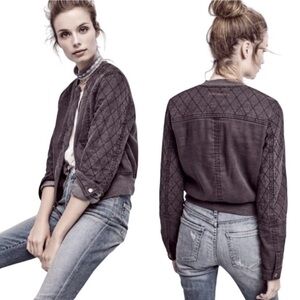 Anthropologie Hei Hei‎ Itinerary Quilted Charcoal Grey Boho Crop Bomber